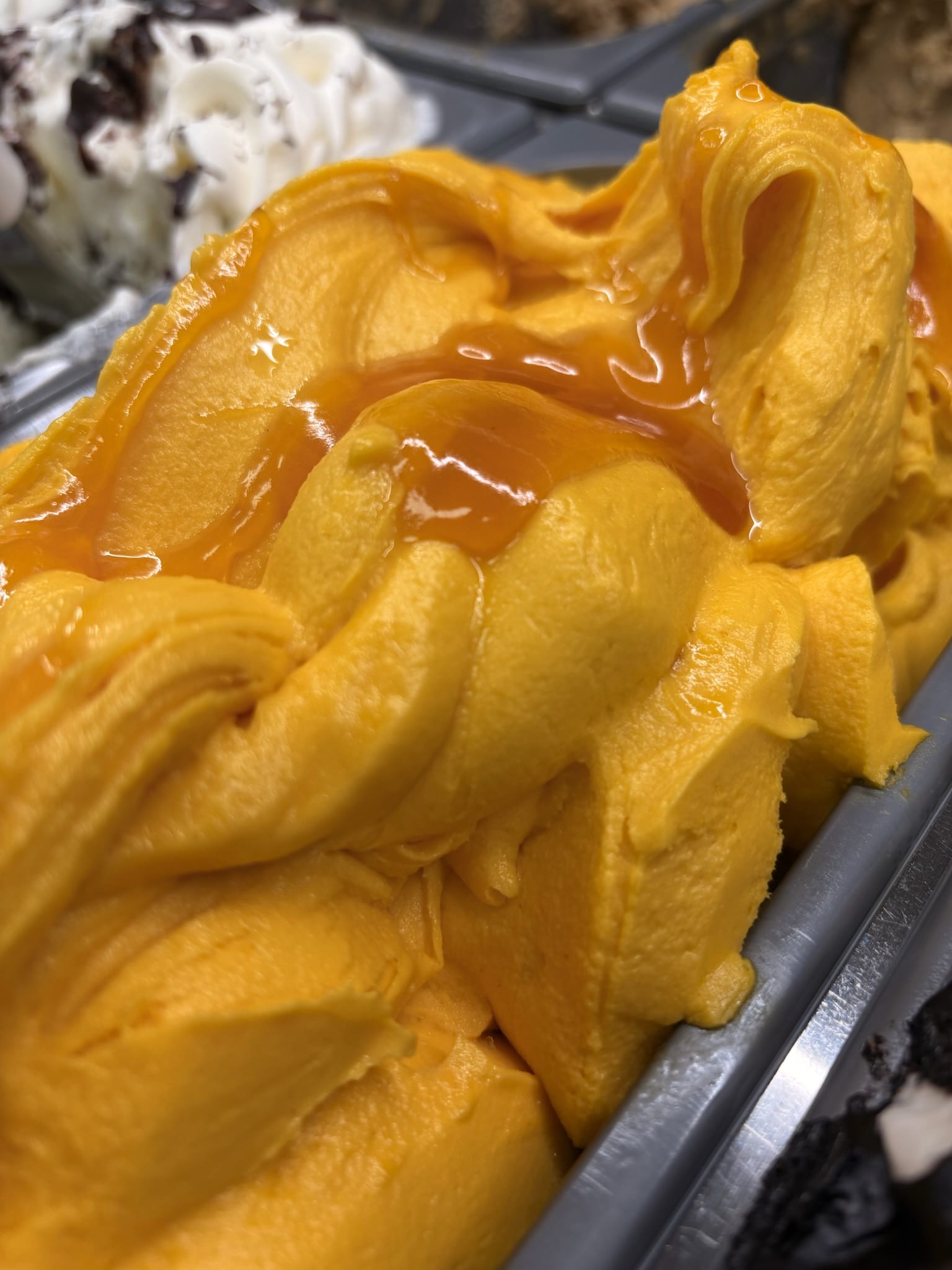 Artisan ice cream flavour on display